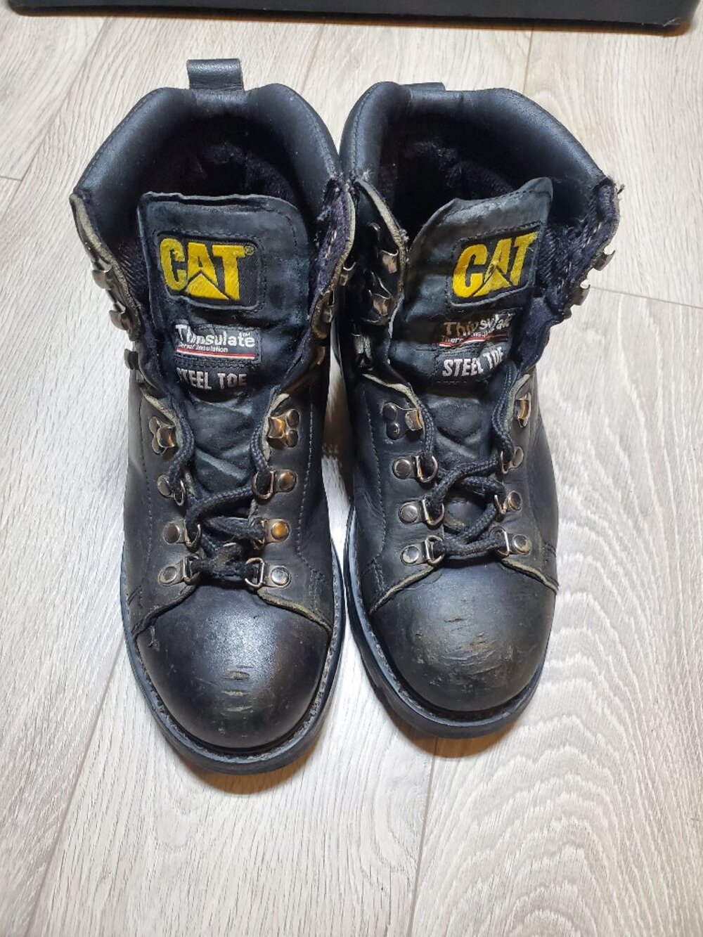 Women's Caterpillar Steel Toe Work Boots Size 7 Black Lace up